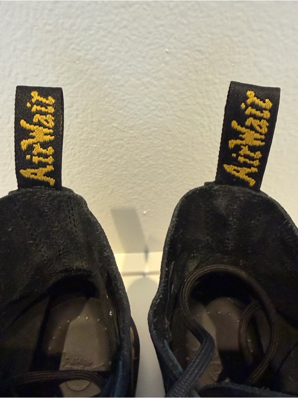 Dr. Martens Inspired Black Leather Combat Boot with Yellow Stitching - Picture 7 of 12